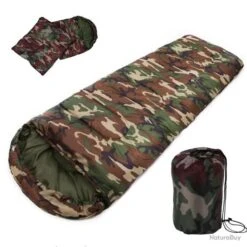 DESTOCKAGE Sac De Couchage Militaire - Camouflage - 190 X 75 Cm 4 Saisons - Camping Randonnée