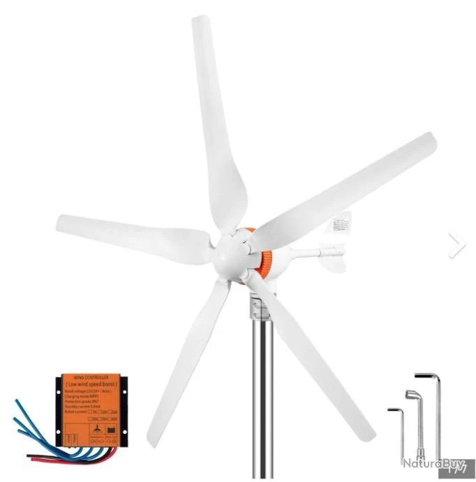 Éolienne 12 V, Kit Générateur Turbine Éolienne 500 W 5 Pales Contrôleur MPPT Corps Aluminium 1 Éolienne 12 V, Kit Générateur Turbine Éolienne 500 W 5 Pales Contrôleur MPPT Corps Aluminium