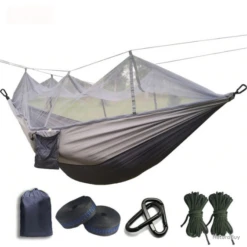 Hamac Ultra-leger, Moustiquaire, Bicolore Beige Et Noir.
