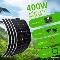 Kit Panneau Solaire Flexible 12/24v, Modele: Kit 400W 40A