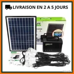 Kit Solaire - Générateur Solaire - Avec 4 Ampoules LED - Câble De 5M - Panneau Solaire