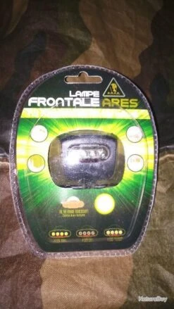 1 LAMPE FRONTALE LEDS De Marque ARES CAMOUFLAGE + 3 PILES Neuves (ensemble Neuf Sous Blister)