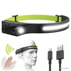 Lampe Frontale LED USB Rechargeables, IPX4 Etanches 350 Lumens, COB XPE Torche Frontale