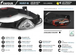 Lampe Frontale Rechargeable 120 Lm Noir H1017B071