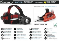 Lampe Frontale Rechargeable. 1000 Lm. No H0717B07