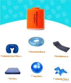 MiniPompe Air Lampe Matelas Camping Bouée Extérieur Gonfleur Électrique Portable Pompe Vide 5 Buses