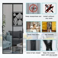 Moustiquaire Porte Salon Balcon 120 X 220CM Magnétique Montage Sans Perçage