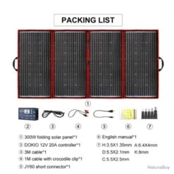 Pack Complet Panneau Solaire Pliable Portable 300W Avec Régulateur 12V, Flexible...LIVRAISON OFFERTE