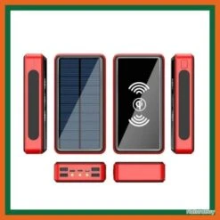 Power Bank 10W Solaire Avec Chargement Avec Induction - Rouge - Livraison Gratuite Et Rapide