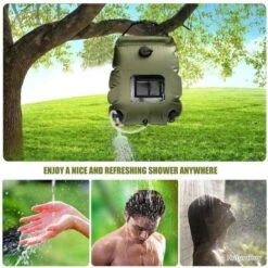 Sac Douche Solaire 20l Camping Pique-Nique Pêche Chasse Randonnée Thermomètre PVC Écologique Pratiqu
