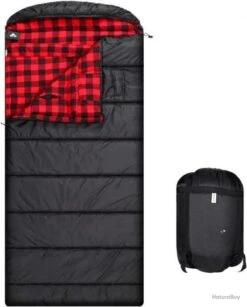 Sac De Couchage En Flanelle De Coton Noir 230 X 90 Cm 2.2kg - Livraison Gratuite Et Rapide