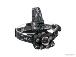 Grande Lampe Frontale 9 Faisceaux LED + ZOOM + UV + Feu Arrière