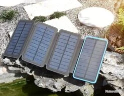 TOP ENCHERE - Chargeur Solaire 25000 MAh Avec 4 Panneaux - Haute Efficacité