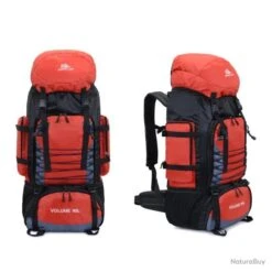 Sac à Dos Randonnée Armée Escalade Sacs Trekking Alpinisme ROUGE 90L LIVRAISON GRATUITE