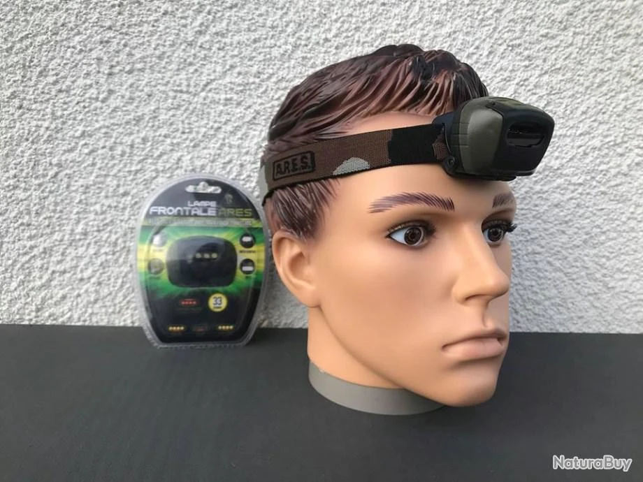 1 LAMPE FRONTALE LEDS De Marque ARES CAMOUFLAGE + 3 PILES Neuves (ensemble Neuf Sous Blister) – Image 2