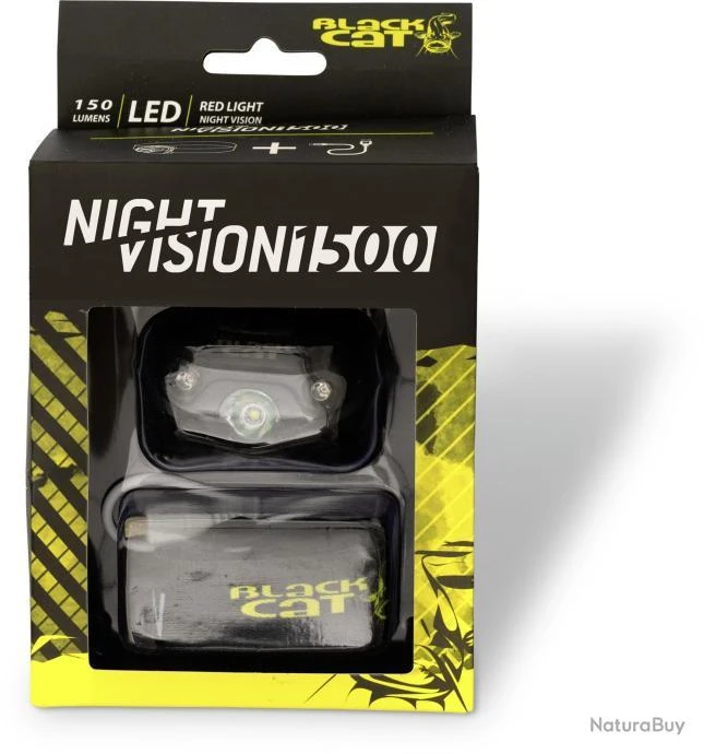 Lampe Frontale Black Cat Night Vision 1500 Black/Green 2 Lampe Frontale Black Cat Night Vision 1500 Black/Green – Image 2