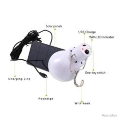 2X Lampe Solaire 15W Lumière LED Ampoule Portable Pour Eclairage Extérieur Camping -Nitecore Boutique 00003 2X Lampe Solaire 15W Lumiere LED Ampoule Portable pour Eclairage Exterieur camping