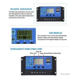 Contrôleur De Charge Solaire Avec Régulateur De Batterie Et Écran LCD, 30A Réglable, -Nitecore Boutique 00003 Controleur de Charge Solaire avec Regulateur de Batterie et Ecran LCD 30A Reglable