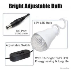 KIT PANNEAU SOLAIRE GENERATEUR 10W 18V + 4 AMPOULES 2USB CAMPING TELEPHONE -Nitecore Boutique 00003 KIT PANNEAU SOLAIRE GENERATEUR 10W 18V 4 AMPOULES 2USB CAMPING TELEPHONE