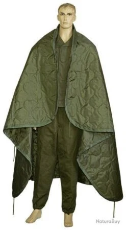 PONCHO LINER / COUVERTURE MATELASSEE 210 X 150 CM VERT OLIVE -Nitecore Boutique 00003 PONCHO LINER COUVERTURE MATELASSEE 210 X 150 CM VERT OLIVE
