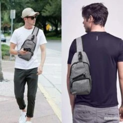 Sac à Dos Bandouliere Sacoche Homme Chargement USB Vélo Course Pêche Camping Randonnée Voyage Gris -Nitecore Boutique 00003 Sac a Dos Bandouliere Sacoche Homme Chargement USB Velo Course Peche Camping Randonnee Voyage Gris