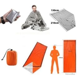 Sac De Couchage D'urgence + Couverture De Survie En Film D'aluminium PE -Nitecore Boutique 00003 Sac de couchage d urgence Couverture de survie en film d aluminium PE