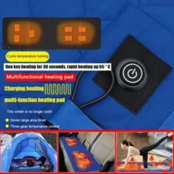 Tapis De Couchage Chauffant USB Bleu Matelas Isolant Epais 40 à 65 Degres Chaleur 7 Zones Camping -Nitecore Boutique 00003 Tapis de Couchage Chauffant USB Bleu Matelas Isolant Epais 40 a 65 Degres Chaleur 7 Zones Camping
