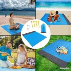 Tapis De Plage Couverture Pique-Nique Imperméable 200x210 Cm Anti Sable Pliable -Nitecore Boutique 00003 Tapis de Plage Couverture Pique Nique Impermeable 200x210 cm Anti Sable Pliable