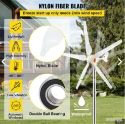 Éolienne 12 V, Kit Générateur Turbine Éolienne 500 W 5 Pales Contrôleur MPPT Corps Aluminium 10 Éolienne 12 V, Kit Générateur Turbine Éolienne 500 W 5 Pales Contrôleur MPPT Corps Aluminium -Nitecore Boutique 00004 Eolienne 12 V Kit Generateur Turbine Eolienne 500 W 5 Pales Controleur MPPT Corps Aluminium