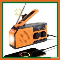 Radio Solaire 5000mAh - Power Bank - SOS - Lampe LED - Manivelle - USB