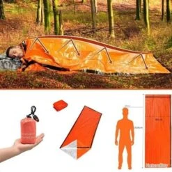 Sac De Couchage D'urgence + Couverture De Survie En Film D'aluminium PE -Nitecore Boutique 00004 Sac de couchage d urgence Couverture de survie en film d aluminium PE