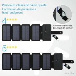 X5 Chargeur Panneau Solaire Extérieur Pliable USB Idéal Pour Le Camping, La Randonnée Et La Pêche -Nitecore Boutique 00004 x5 Chargeur Panneau Solaire Exterieur Pliable USB Ideal pour le Camping la Randonnee et la Peche