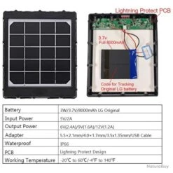 Chargeur Solaire 6/9/12V 8000mAh Pour Camera IP, Modele: WG8000 -Nitecore Boutique 00005 Chargeur Solaire 6 9 12V 8000mAh pour Camera IP Modele WG8000