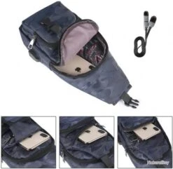Sac à Dos Sacoche Bandouliere Chargement USB Vélo Course Camping Randonnée Voyage Camouflage Bleu -Nitecore Boutique 00005 Sac a Dos Sacoche Bandouliere Chargement USB Velo Course Camping Randonnee Voyage Camouflage Bleu