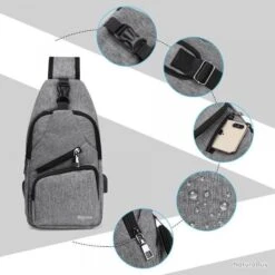Sacoche Sac à Dos à Bandouliere Chargement USB Vélo Course Pêche Camping Randonnée Voyage Gris -Nitecore Boutique 00005 Sacoche Sac a Dos a Bandouliere Chargement USB Velo Course Peche Camping Randonnee Voyage Gris
