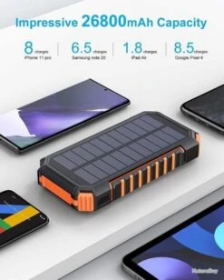 Batterie Externe Solaire Lampe Torche Chargeur Solaire Avec 3 Sorties USB 26800mAh HAUTE QUALITE -Nitecore Boutique 00006 Batterie Externe Solaire Lampe Torche Chargeur Solaire avec 3 Sorties USB 26800mAh HAUTE QUALITE