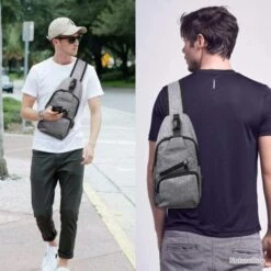 Sac à Dos Sacoche Homme Bandouliere Chargement USB Vélo Course Camping Pêche Randonnée Voyage Gris -Nitecore Boutique 00006 Sac a Dos Sacoche Homme Bandouliere Chargement USB Velo Course Camping Peche Randonnee Voyage Gris