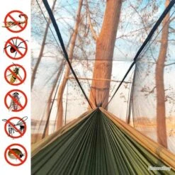 Hamac Ultra-leger, Moustiquaire, Vert Foncé. -Nitecore Boutique 00007 Hamac ultra leger moustiquaire vert fonce