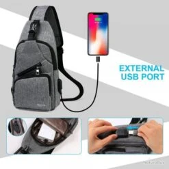 Sacoche Sac à Dos à Bandouliere Chargement USB Vélo Course Pêche Camping Randonnée Voyage Gris -Nitecore Boutique 00007 Sacoche Sac a Dos a Bandouliere Chargement USB Velo Course Peche Camping Randonnee Voyage Gris