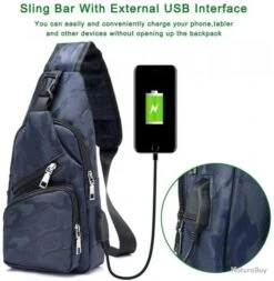 Sac à Dos Sacoche Bandouliere Chargement USB Vélo Course Camping Randonnée Voyage Camouflage Bleu -Nitecore Boutique 00008 Sac a Dos Sacoche Bandouliere Chargement USB Velo Course Camping Randonnee Voyage Camouflage Bleu