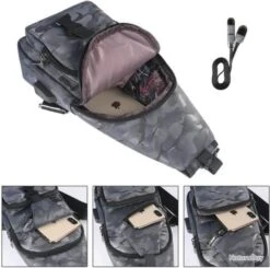 Sac à Dos Sacoche Bandouliere Chargement USB Vélo Course Camping Randonnée Voyage Camouflage Gris -Nitecore Boutique 00008 Sac a Dos Sacoche Bandouliere Chargement USB Velo Course Camping Randonnee Voyage Camouflage Gris