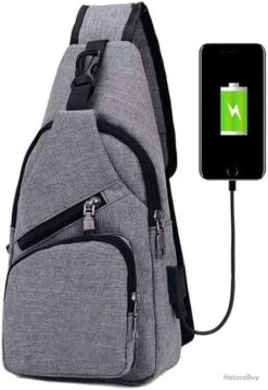 Sac à Dos Sacoche Homme Bandouliere Chargement USB Vélo Course Camping Pêche Randonnée Voyage Gris -Nitecore Boutique 00008 Sac a Dos Sacoche Homme Bandouliere Chargement USB Velo Course Camping Peche Randonnee Voyage Gris