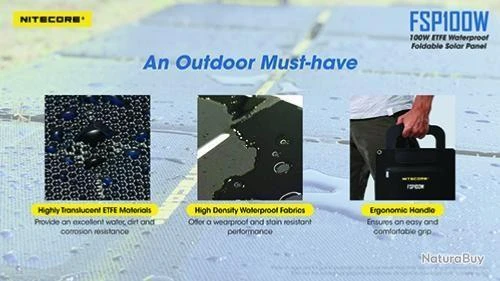 Nitecore Panneau Solaire Pliant Waterproof 100W - FSP100W 9 Nitecore Panneau Solaire Pliant Waterproof 100W - FSP100W – Image 9