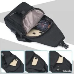 Sac à Dos Bandouliere Sacoche Homme Chargement USB Vélo Course Pêche Camping Randonnée Voyage Noir -Nitecore Boutique 00009 Sac a Dos Bandouliere Sacoche Homme Chargement USB Velo Course Peche Camping Randonnee Voyage Noir