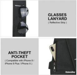 Sac à Dos Bandouliere Sacoche Homme Chargement USB Vélo Course Pêche Camping Randonnée Voyage Noir -Nitecore Boutique 00011 Sac a Dos Bandouliere Sacoche Homme Chargement USB Velo Course Peche Camping Randonnee Voyage Noir