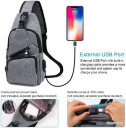 Sac à Dos Sacoche Homme Bandouliere Chargement USB Vélo Course Camping Pêche Randonnée Voyage Gris -Nitecore Boutique 00011 Sac a Dos Sacoche Homme Bandouliere Chargement USB Velo Course Camping Peche Randonnee Voyage Gris