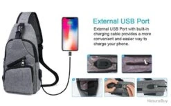 Sacoche Sac à Dos à Bandouliere Chargement USB Vélo Course Pêche Camping Randonnée Voyage Gris -Nitecore Boutique 00012 Sacoche Sac a Dos a Bandouliere Chargement USB Velo Course Peche Camping Randonnee Voyage Gris