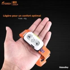 Fitorch HS1R Lampe Frontale Rechargeable - 200 Lumens - Serre Tête Orange -Nitecore Boutique 00027 Fitorch HS1R lampe frontale rechargeable 200 Lumens